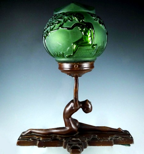 Frankart Nude Holding Globe Lamp